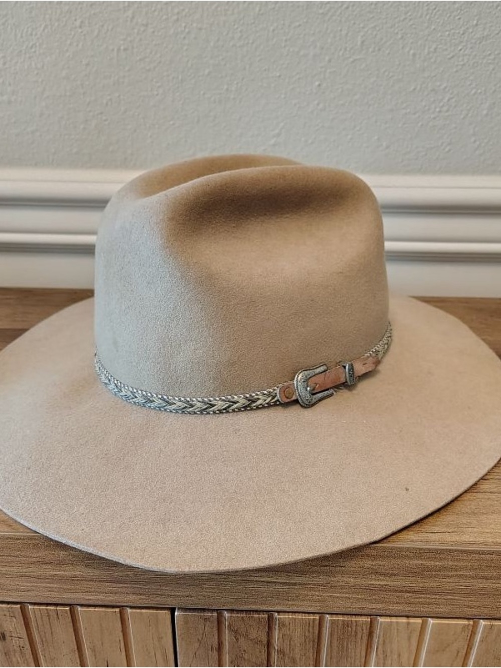 Vtg Resistol XX Premium Wool Cowboy Hat Tan Western Felt Silver Buckle 6 3/4 USA